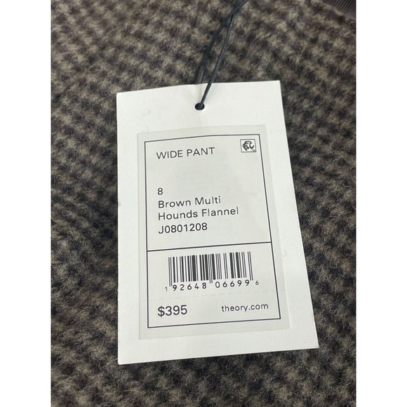 NWT THEORY Wide-Leg Front Zipper Office Brown Multi Size 8 Women's Pants - Picture 8 of 11